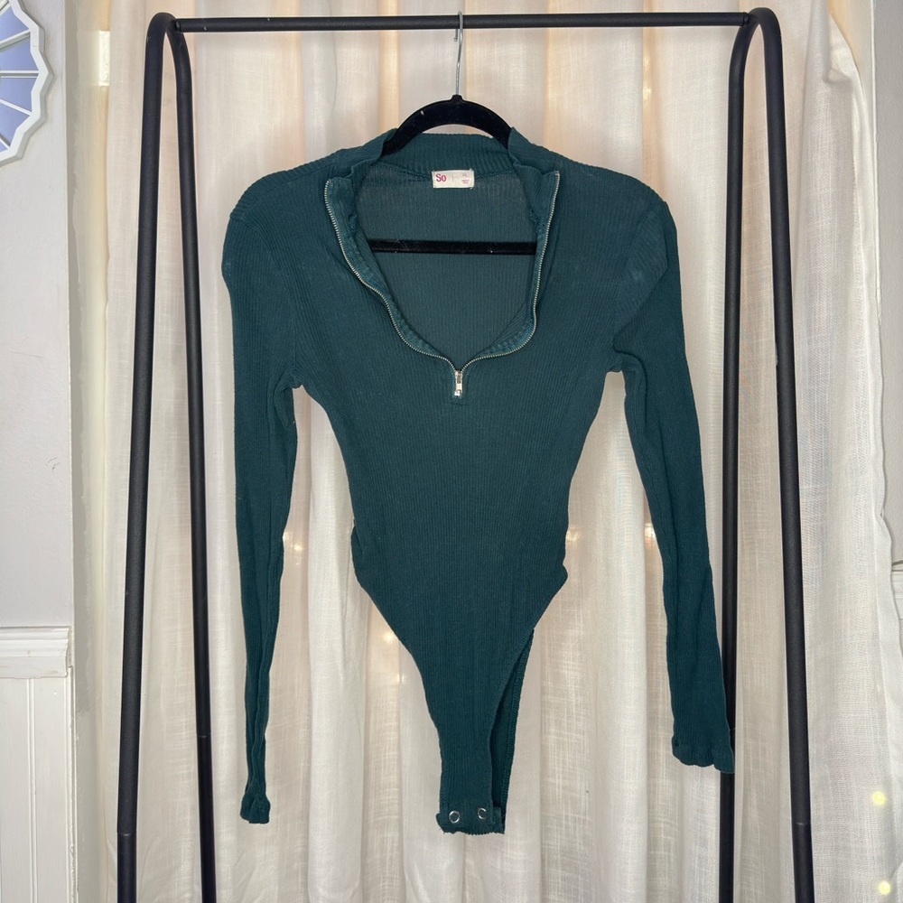 Long Sleeve Bodysuit with Quarter Zip